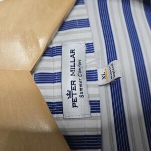 Peter Millar Summer Comfort Polo Men's Extra Large Golf Blue White Stripe